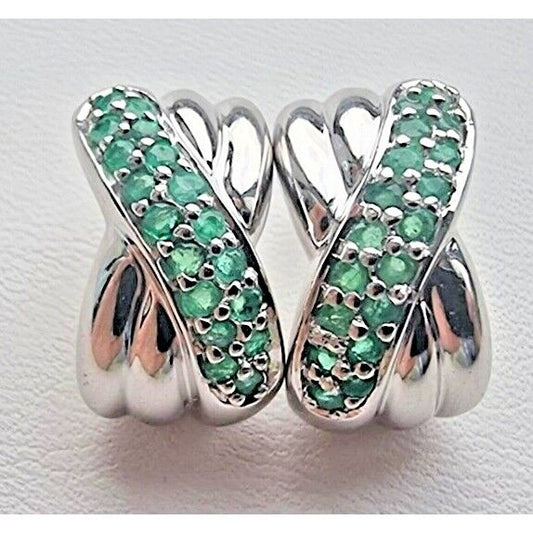 925 STERLING SILVER EMERALD EARRINGS AT