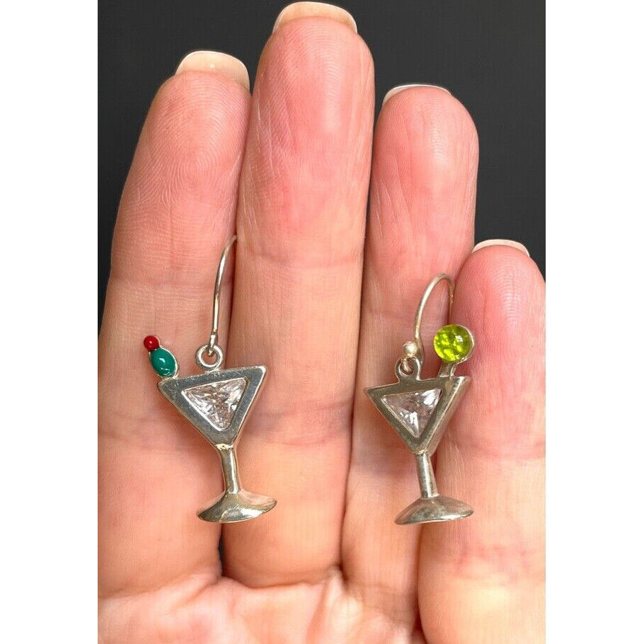 SHUBE'S 925 STERLING SILVER MULTIGEM MARTINI GOBLET EARRINGS SKY