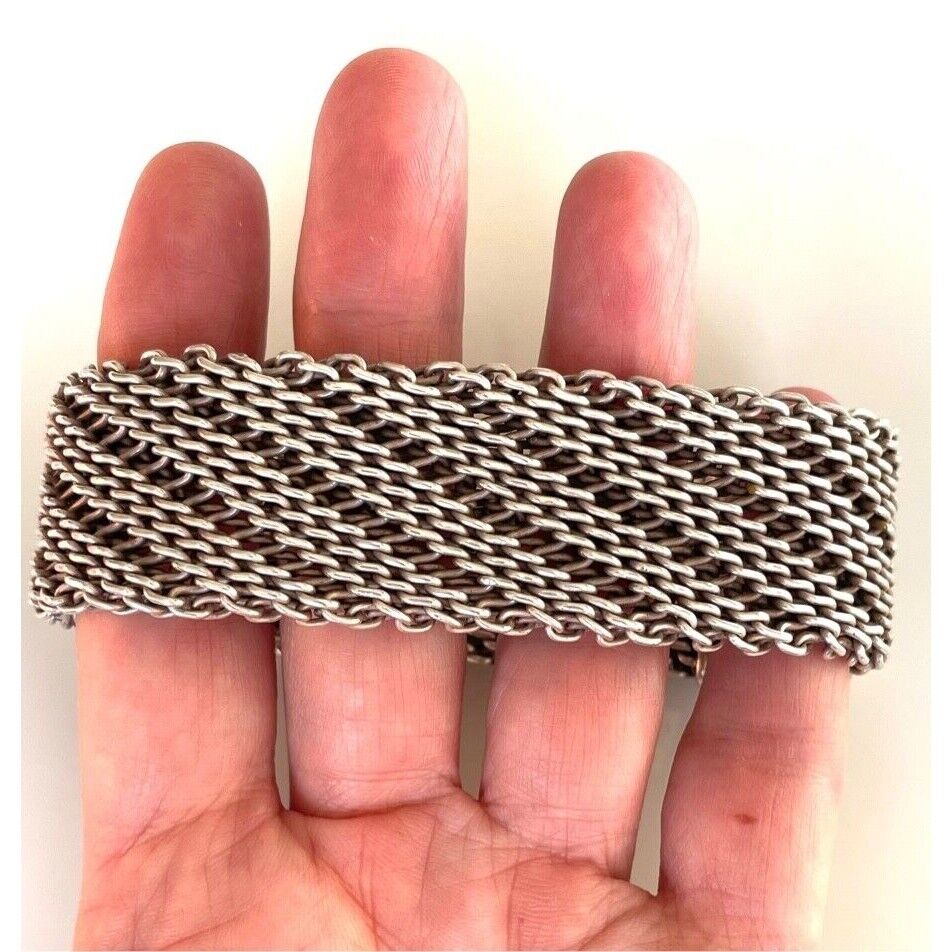 MASSIVE MEN'S 925 STERLING SILVER MESH BRACELET SKY