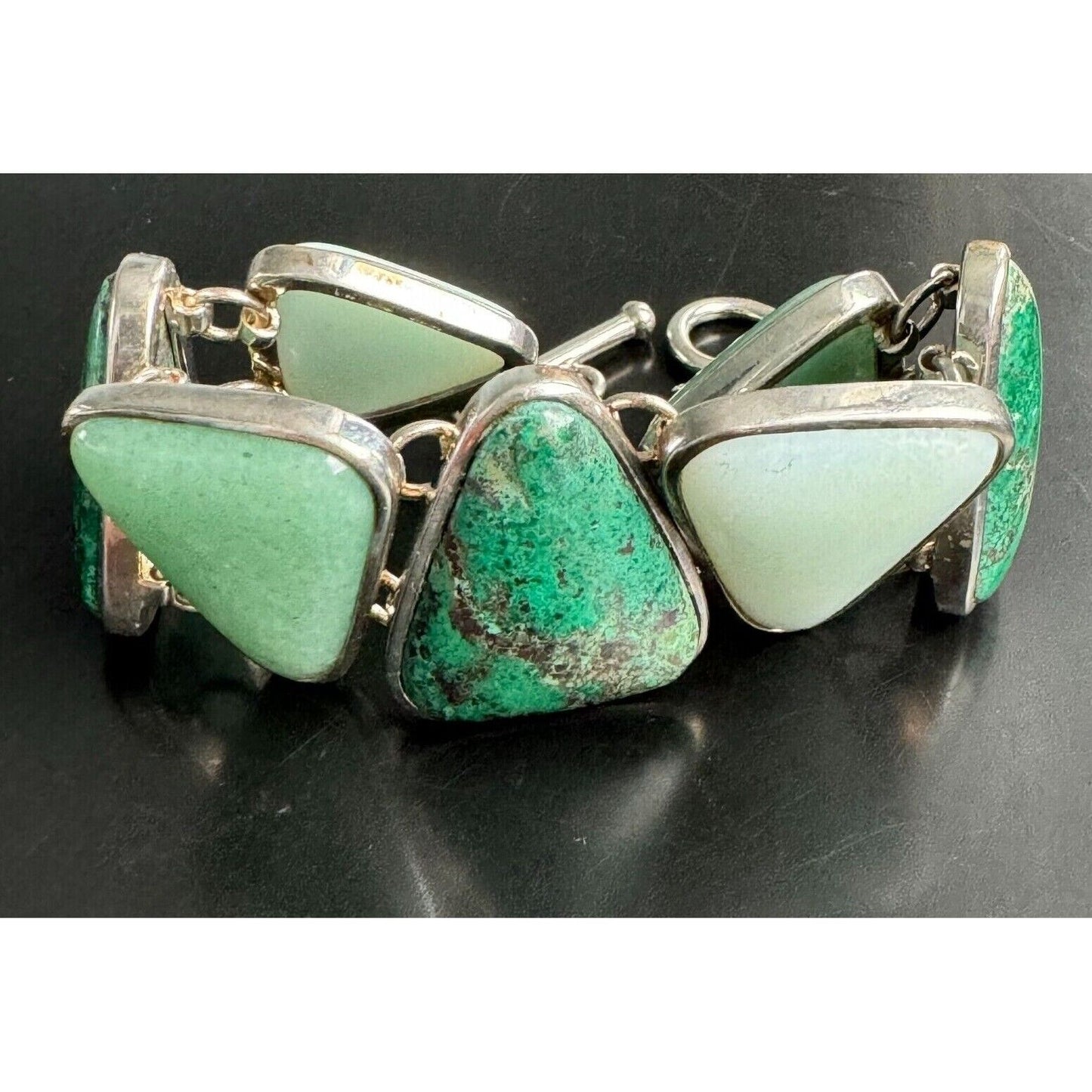 WHITNEY KELLY 925 STERLING SILVER TURQUOISE,JADE AND AGATE BRACELET SKY