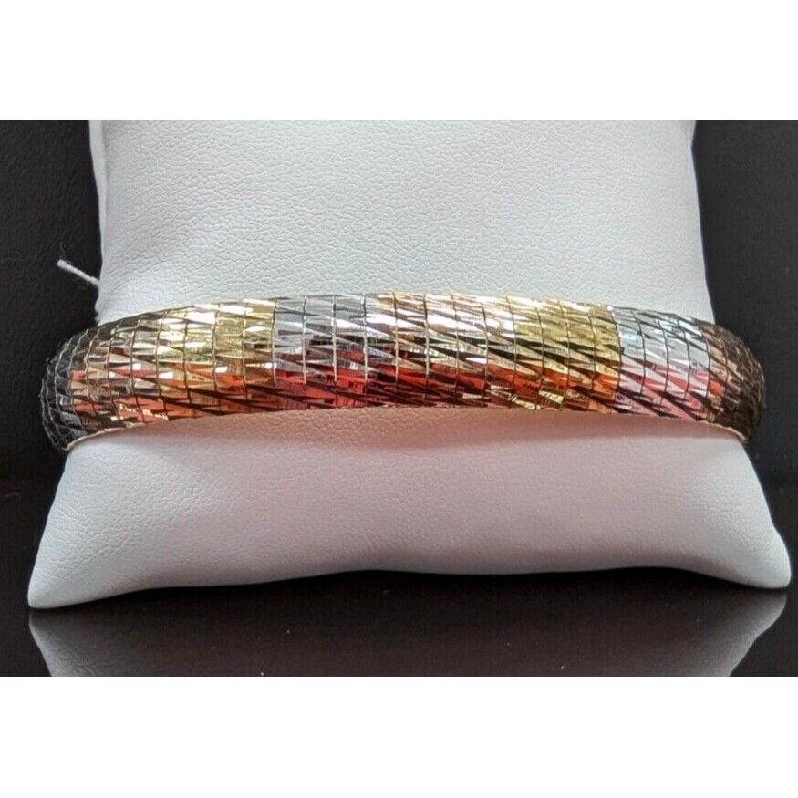 925 sterling silver tri-color  OMEGA bracelet 8 inch long 3/4 wide AT