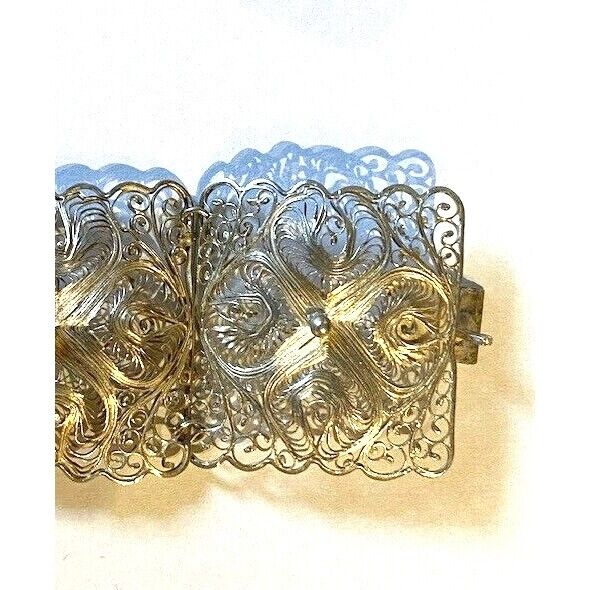 925 STERLING SILVER FILIGREE WIDE BRACELET SKY