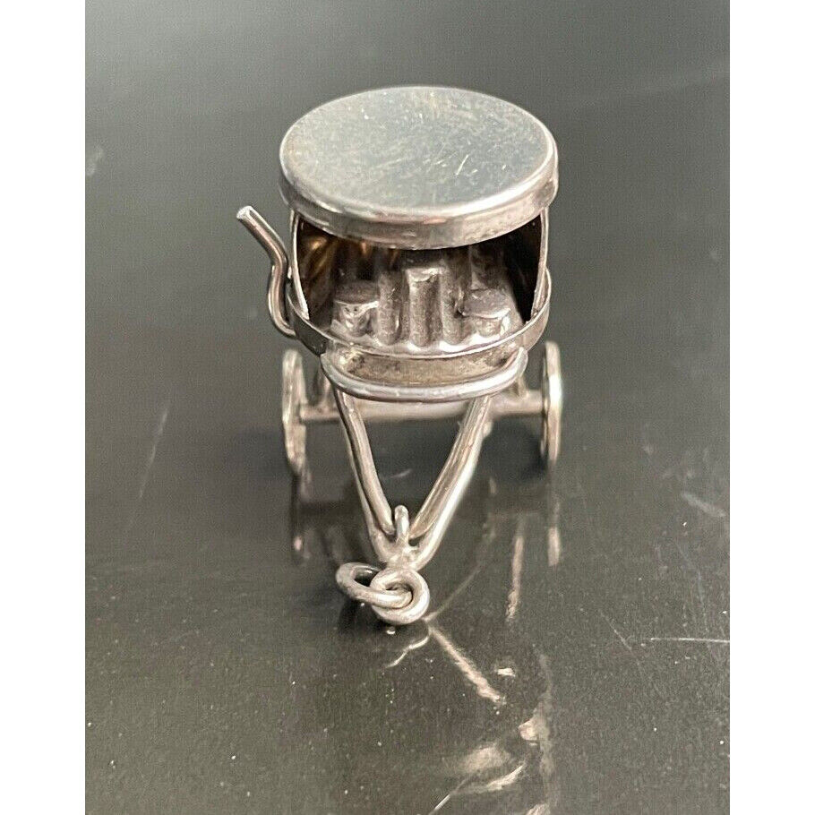 925 STERLING SILVER RICKSHAW CART MECHANICAL  CHARM SKY