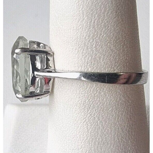 925 STERLING SILVER OVAL OLIVE 12X10 mm QUARTZ RING SIZE 7.75 AT