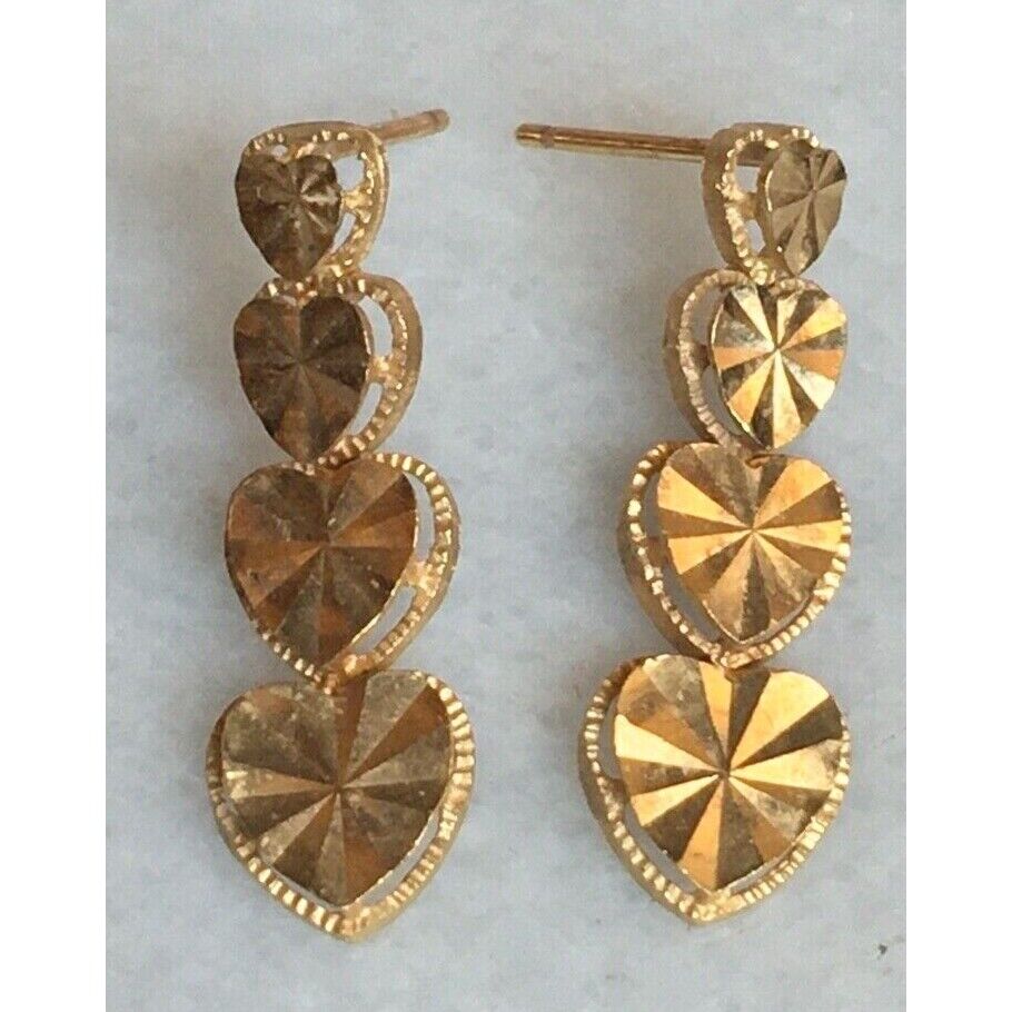 14KT YELLOW GOLD 4 HEARTS EARRINGS SKY