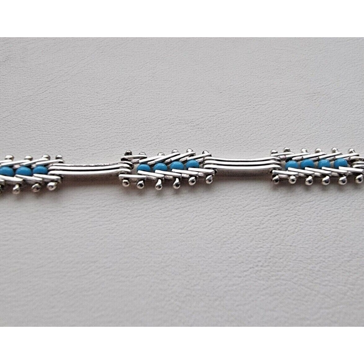 VINTAGE PREMEX MP76 925 STERLING SILVER TURQUOISE BRACELET 7.25 inch AT