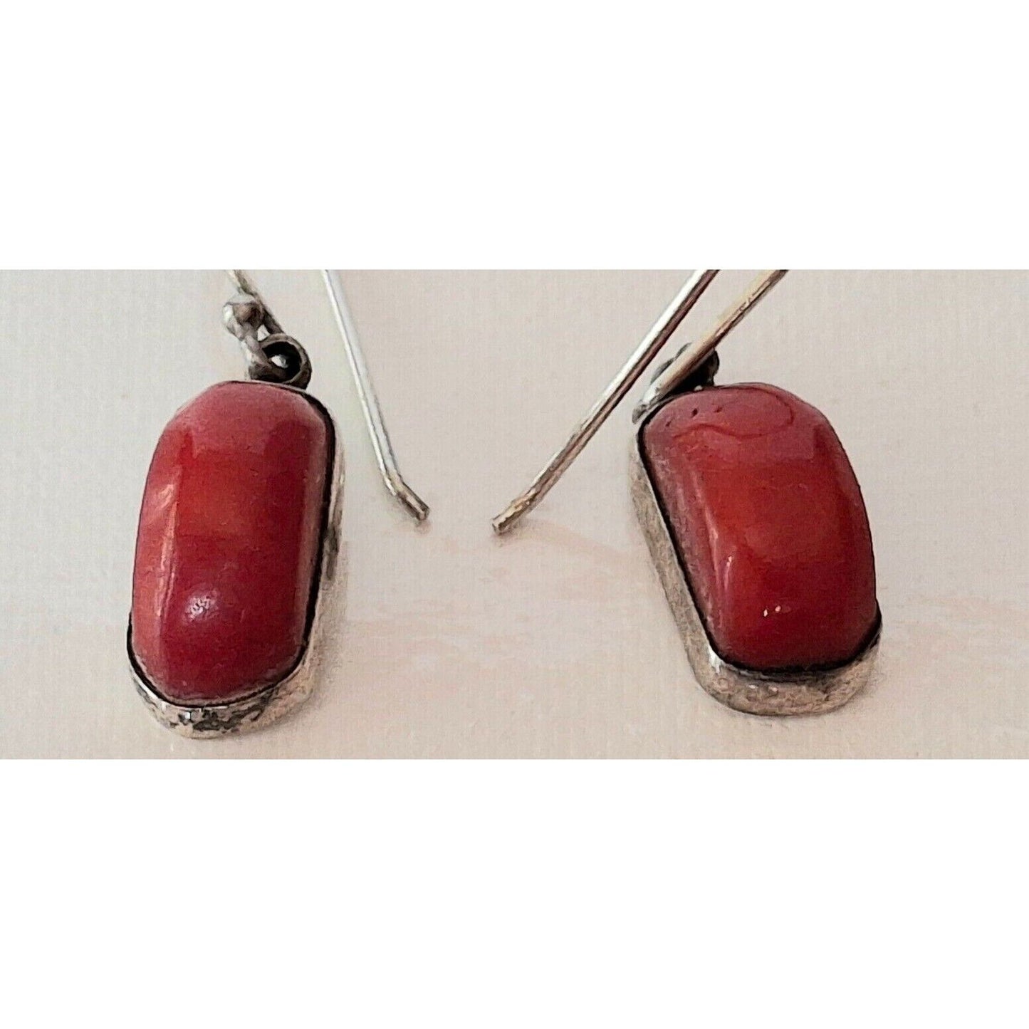 950 STERLING SILVER AND RED CORAL  EARRINGS SKY