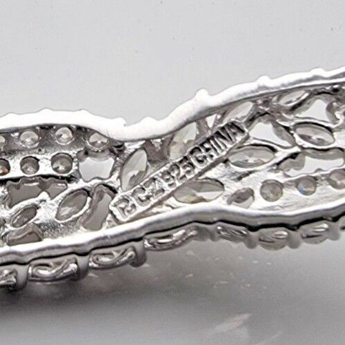 925 STERLING SILVER ADORNED MARQUISE AND ROUND CZ BANGLE BRACELET AT