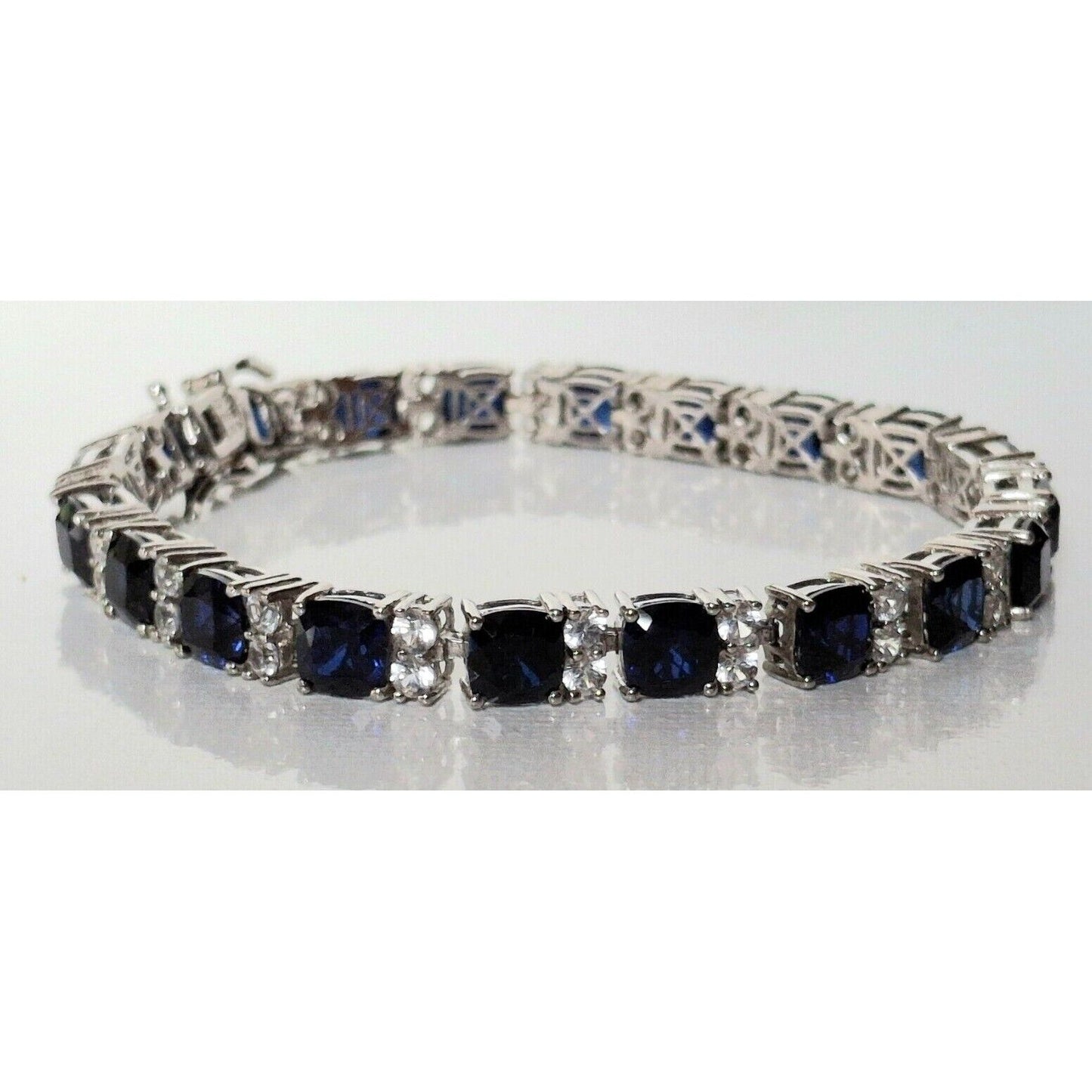 925 STERLING SILVER LONDON BLUE  AND COLORLESS  TOPAZ  BRACELET SKY