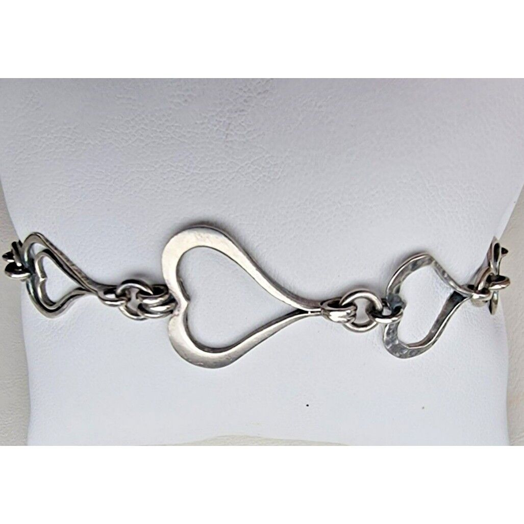 SILPADA 925 STERLING SILVER SPREAD THE LOVE HAMMERED HEART LINK BRACELET AT