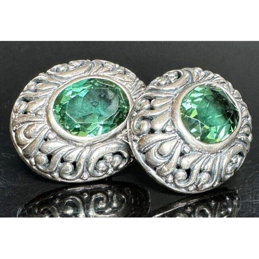 925 STERLING SILVER AND GREEN AQUAMARINE EARRINGS SKY