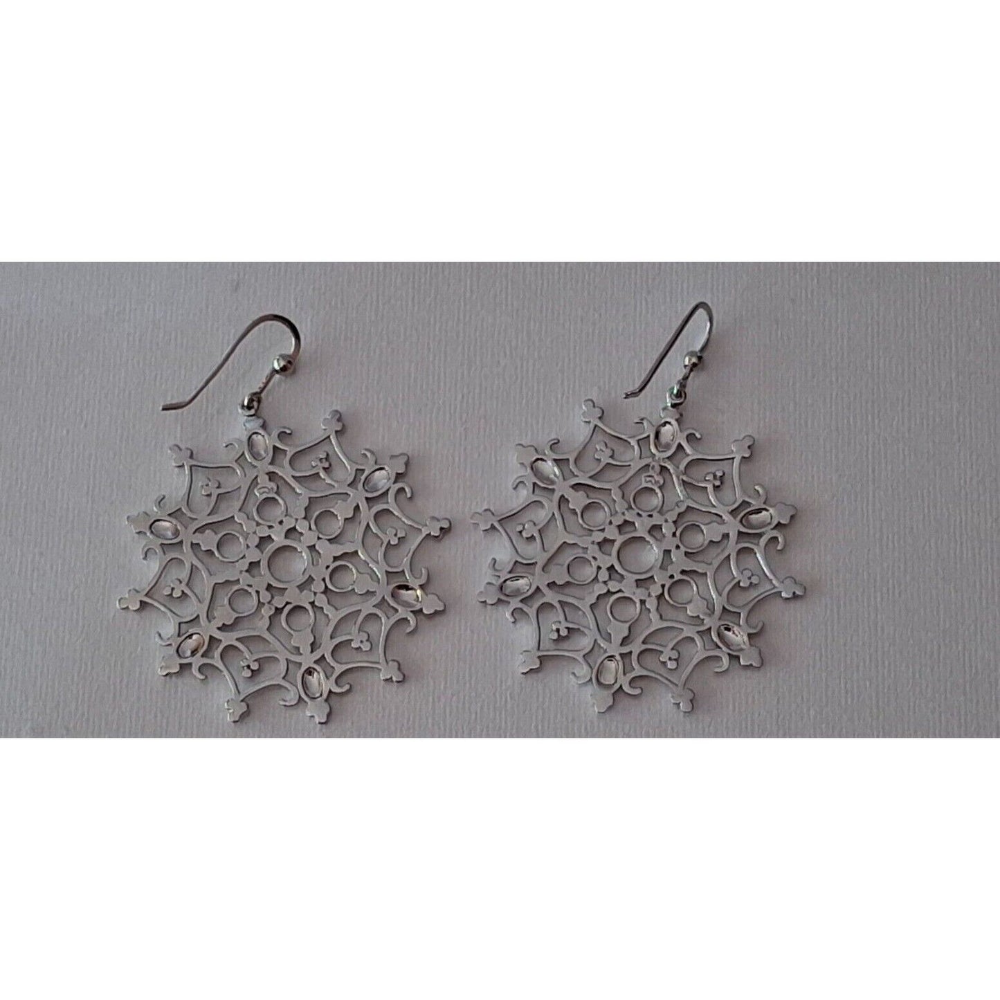 LARGE FESTIVE 925 STERLING SILVER SNOWFLAKES EARRINGS SKY