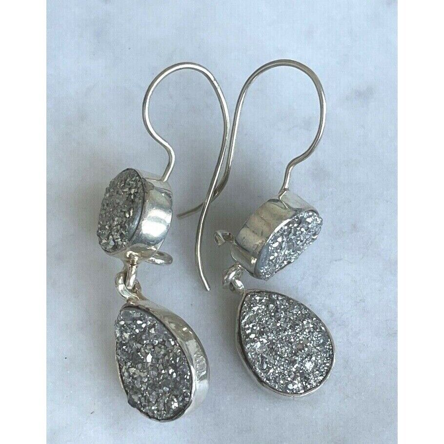 925 STERLING SILVER & PYRITE(FOOL'S GOLD) EARRINGS SKY