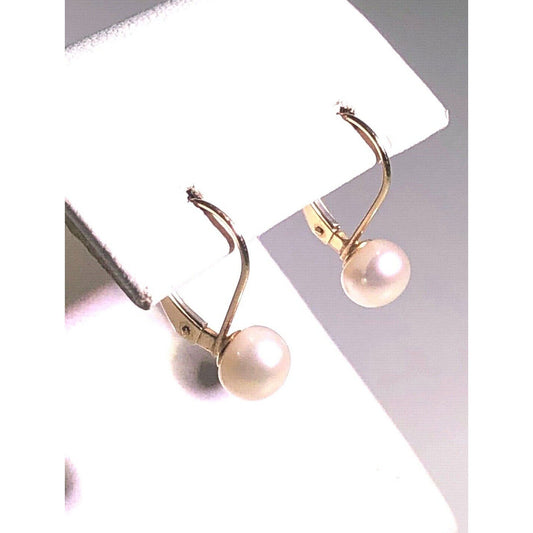 14 K YELLOW GOLD  & PEARLS EARRINGS. SKY