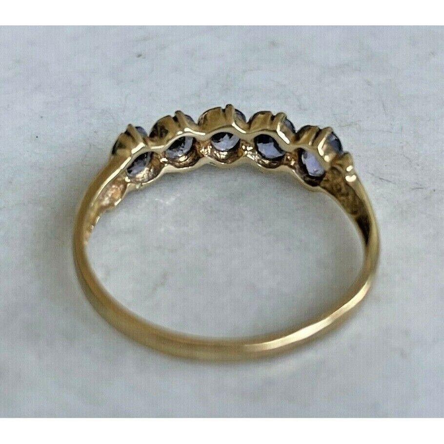 YELLOW GOLD & TANZANITE BAND RING SIZE 9 SKY