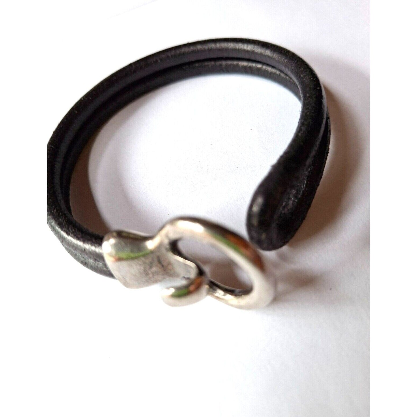 925 STERLING SILVER LEATHER BELT SHAPED BRACELET SKY