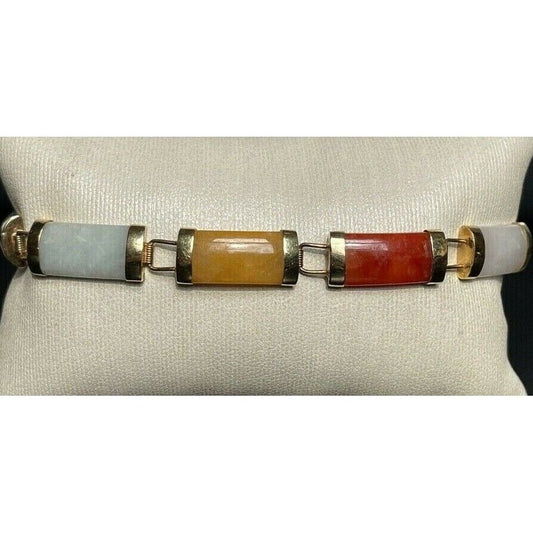 GEMS EN VOGUE 14k YELLOW GOLD MULTI-COLORED JADE BRACELET SKY