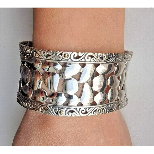 Effy by Balissima Sterling Silver Nugget 18K Gold Accents Cuff Bracelet AT