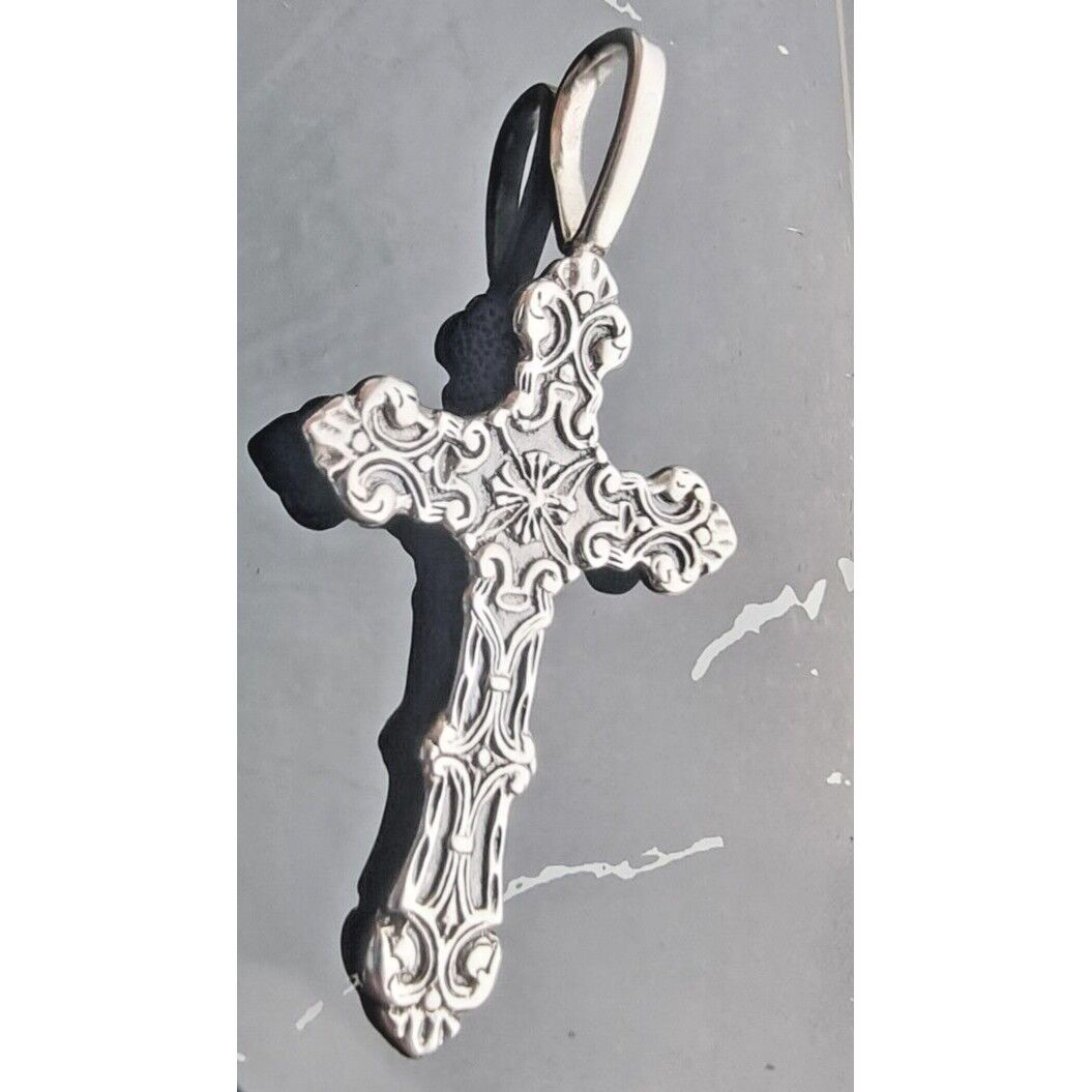 925 STERLING SILVER LARGE ORNAMENTAL GOTHIC CROSS PENDANT AT