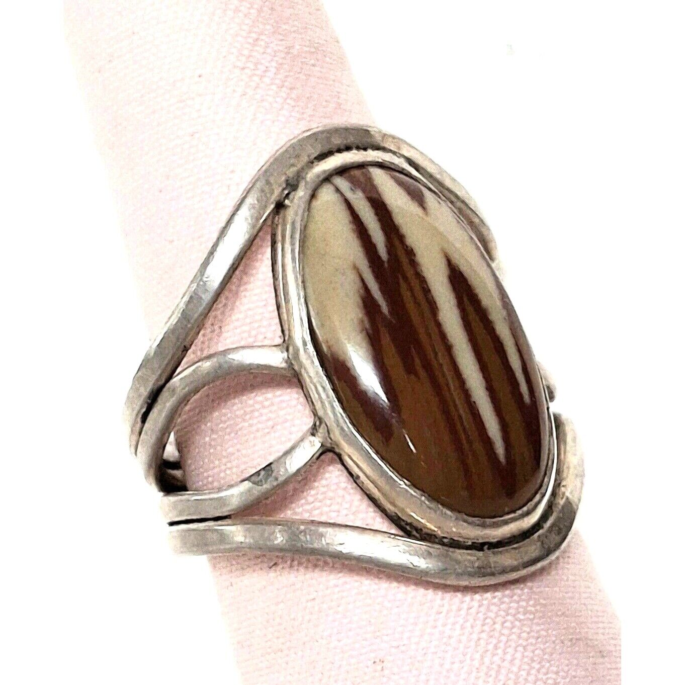 925 STERLING SILVER PICTURESQUE AGATE  RING SIZE 7 SKY