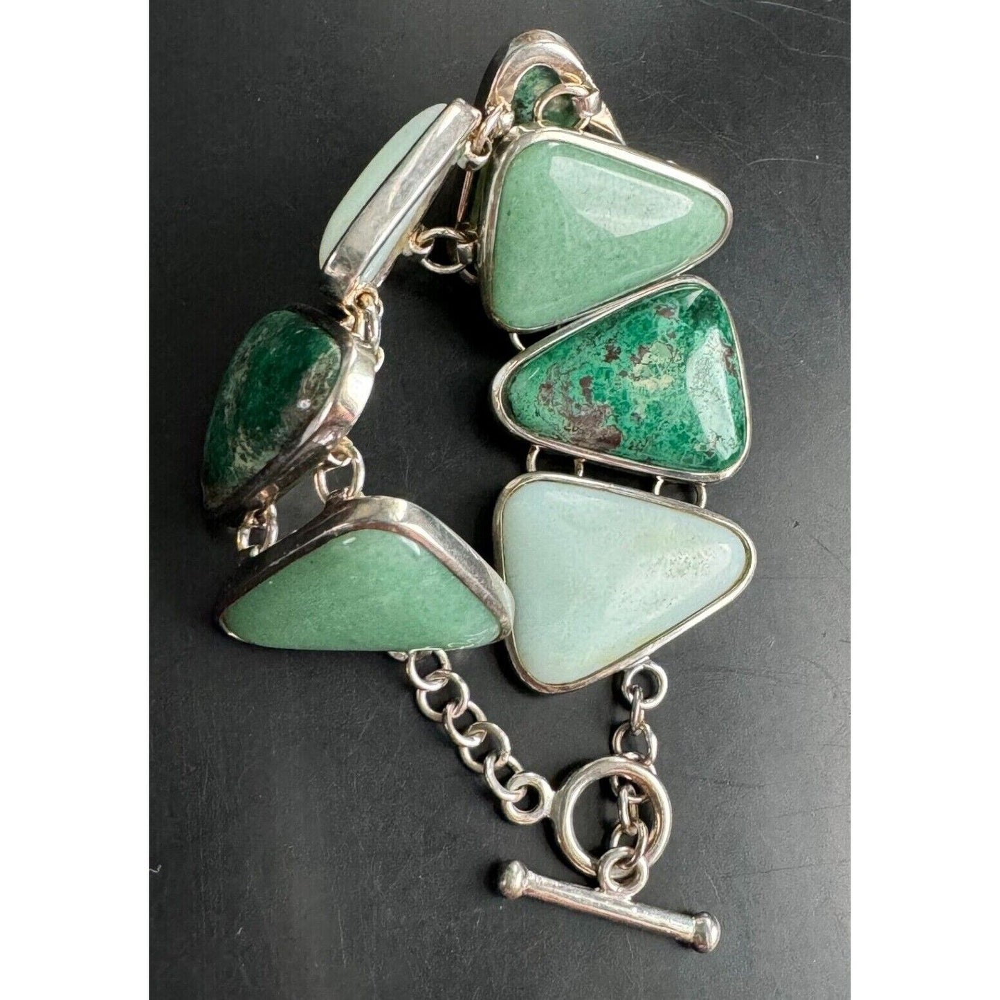 WHITNEY KELLY 925 STERLING SILVER TURQUOISE,JADE AND AGATE BRACELET SKY