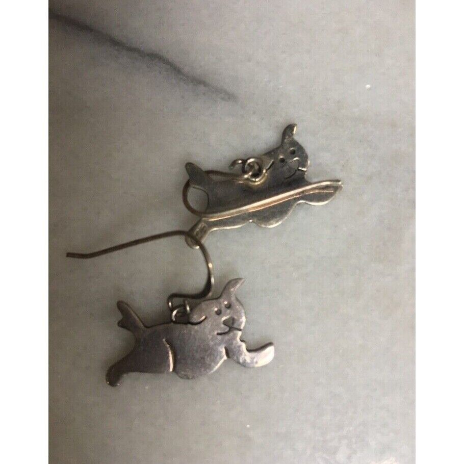 CUTE 925 STERLING SILVER PUPPY DOGS EARRINGS SKY