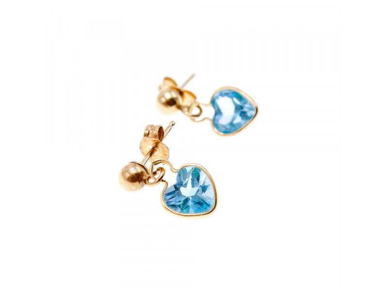 10K YELLOW GOLD BLUE SPINEL EARRINGS