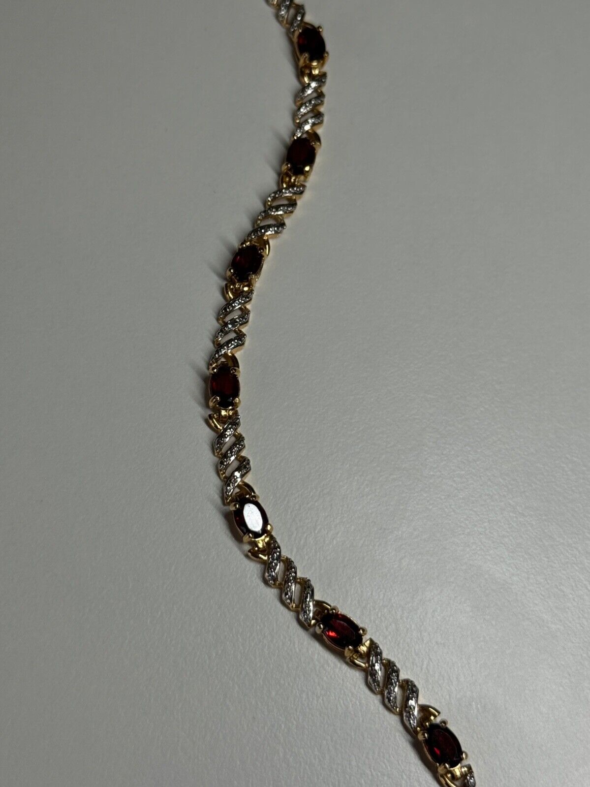 925 STERLING SILVER GOLD PLATED GARNET BRACELET