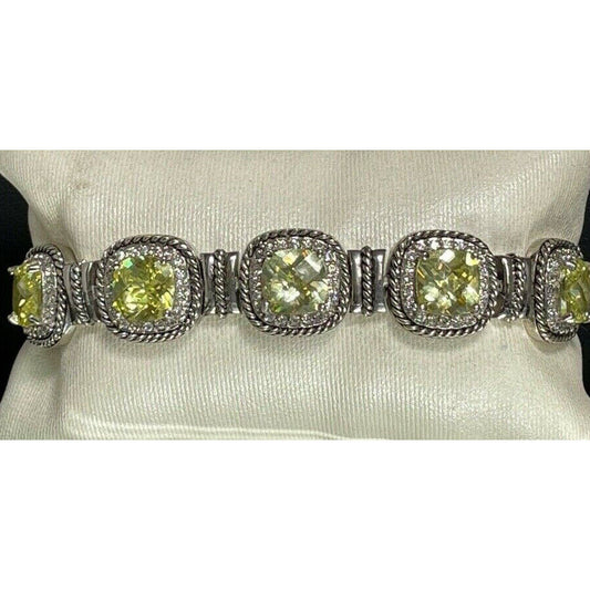 GORGEOUS SHINY 925 STERLING SILVER & LIME CZ LADY'S BRACELET SKY