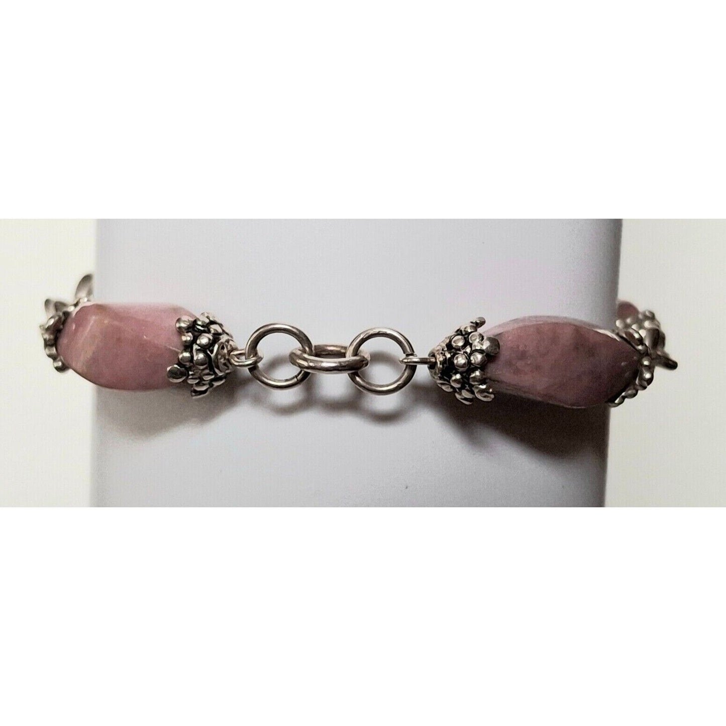 ESPO SIGNATURE  925 STERLING SILVER AND PINK JASPER  BRACELET SKY