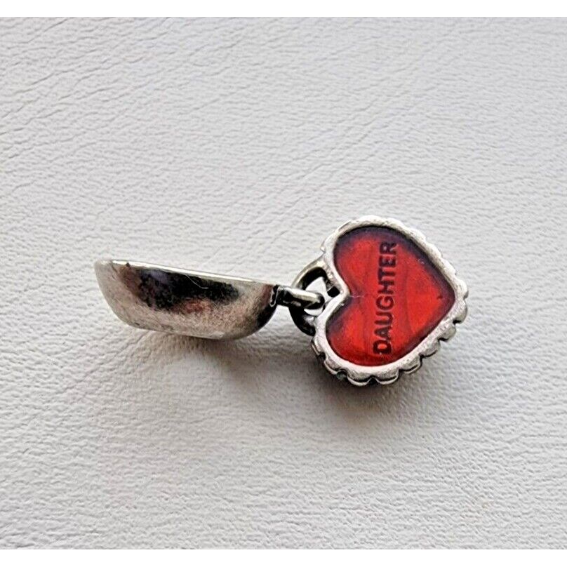 PANDORA 925 STERLING SILVER RED HEART ENAMEL DAUGHTER YOU AND ME DANGLE CHARM AT