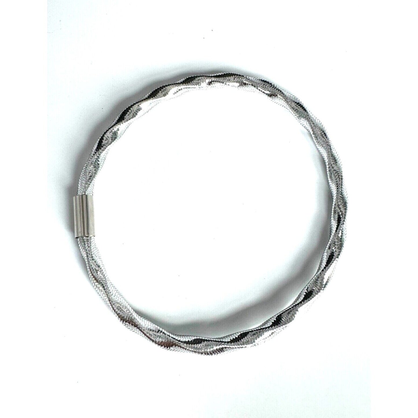 ITALIAN 14K WHITE GOLD BANGLE BRACELET SKY