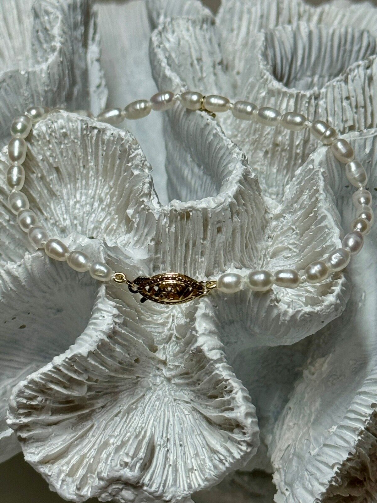 14K YELLOW GOLD BRACELET FRESHWATER PEARLS SIZE 7