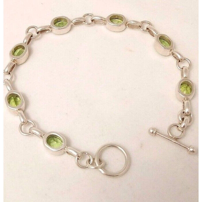 STERLING SILVER & 7 CT CHRYSOPRASE LINK BRACELET SKY