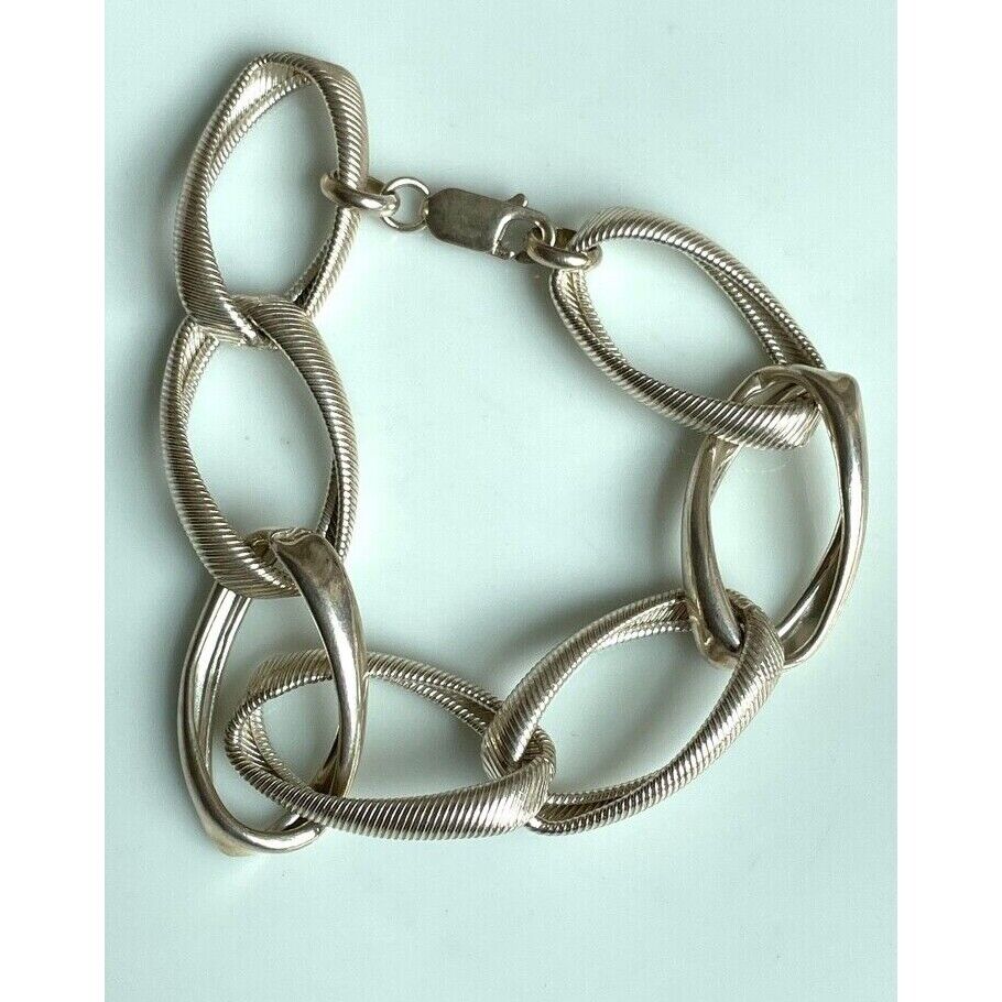 925 STERLING SILVER OVAL TWISTED LINKS BRACELET SKY