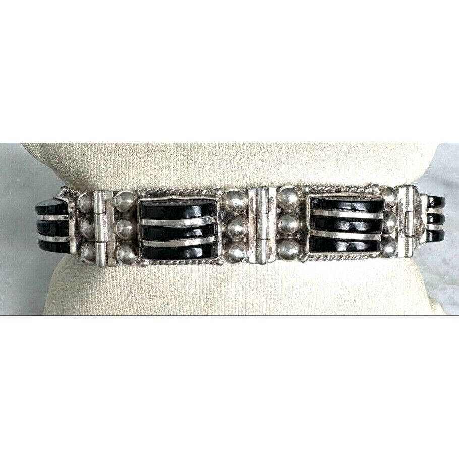 DIAZ SANTOYO 925 STERLING SILVER AND ONYX BRACELET SKY