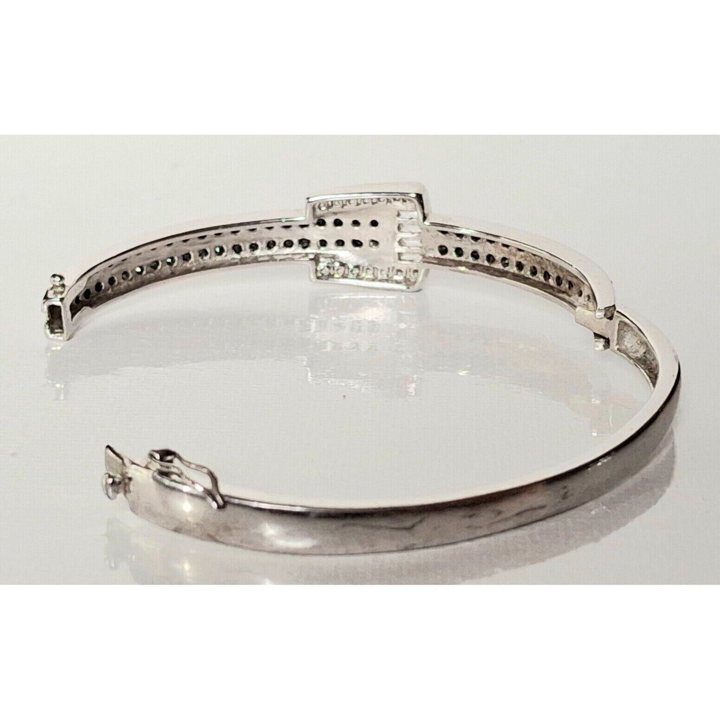 925 STERLING SILVER CLEAR AND BLACK GEMS  BELT BUCKLE DESIGN  BRACELET SKY