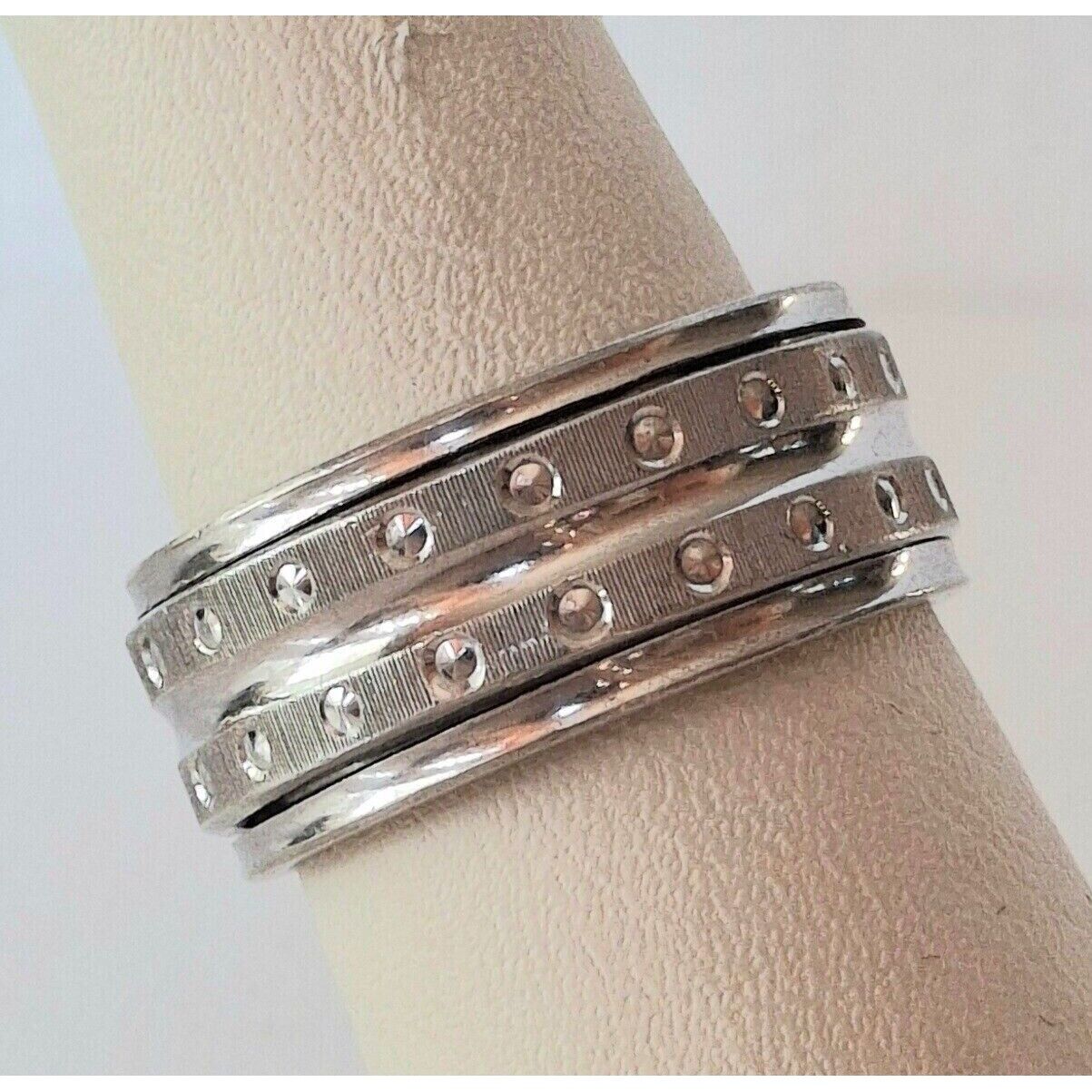 925 STERLING SILVER NAILHEAD DESIGN SPINNER BAND RING SIZE 7.5 SKY