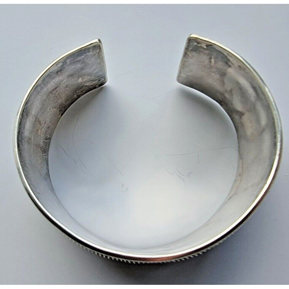 VINTAGE MULTI PATTERN 925 STERLING SILVER CUFF  BRACELET AT