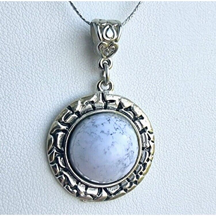 925 STERLING SILVER HOWLITE CABOCHON  PENDANT AT