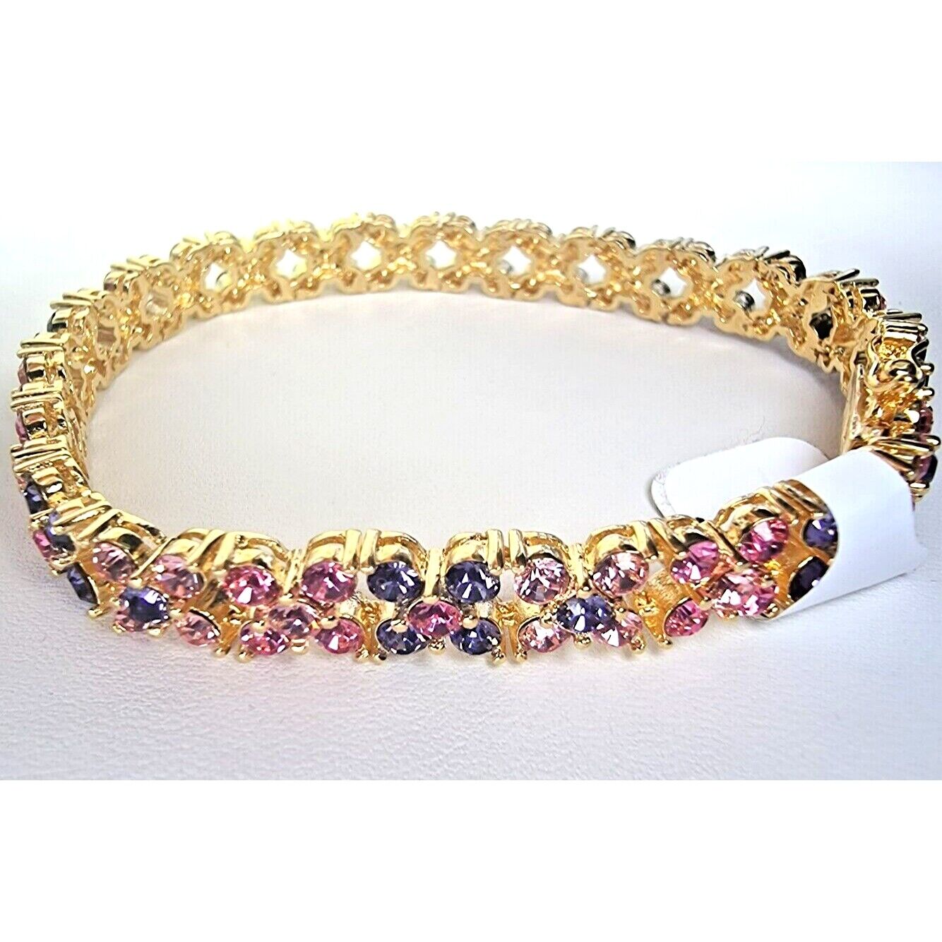 JOAN RIVERS VERMEIL 925 STERLING SILVER LAVENDER AND PINK CRYSTAL BRACELET AT