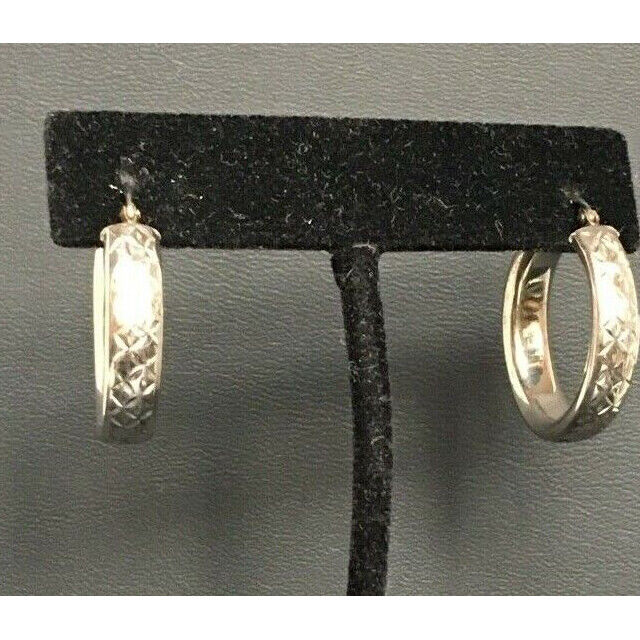 PGDA 925 STERLING SILVER BRIGHT CUT HOOP EARRINGS SKY