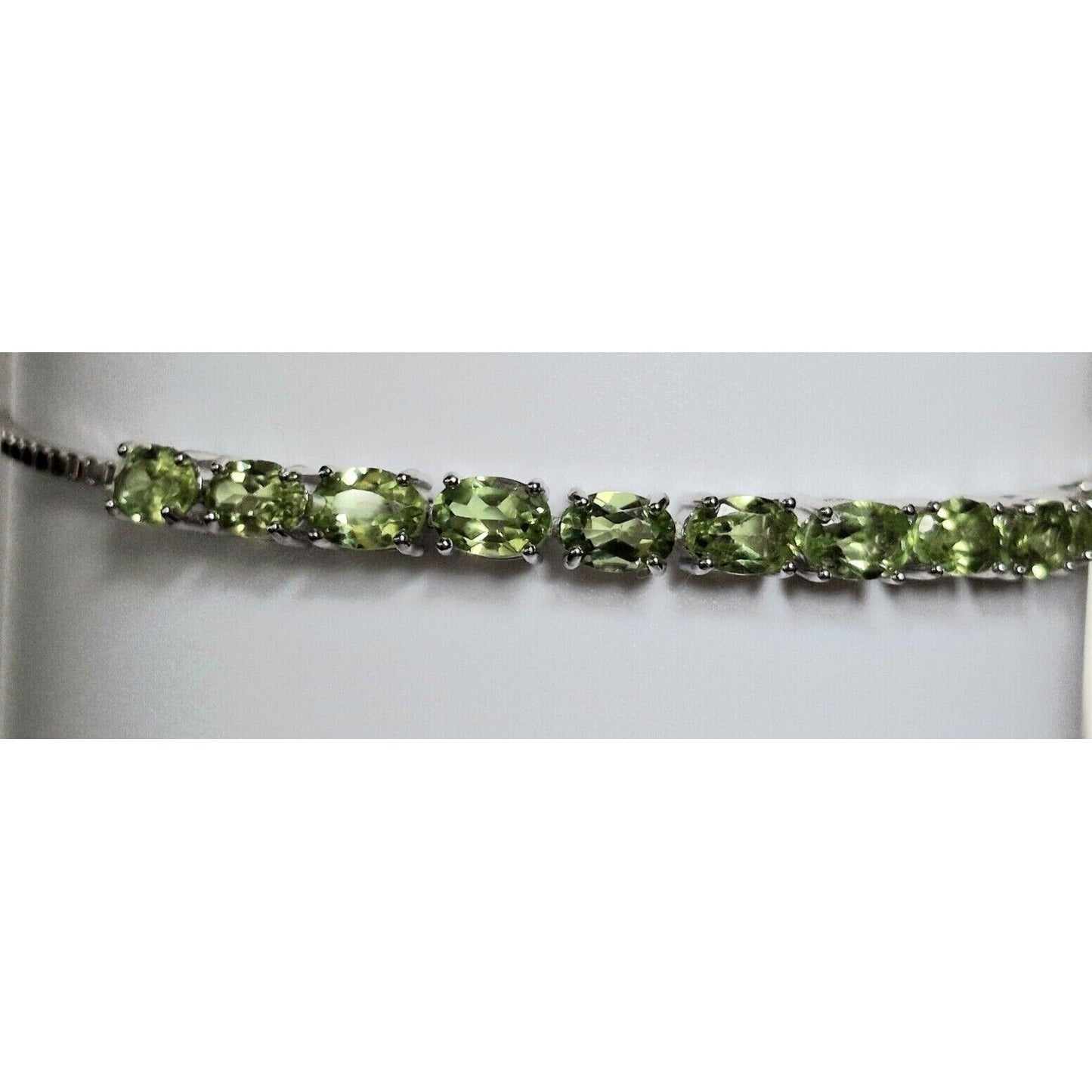 925 STERLING SILVER AND PERIDOT TENNIS  BOLO BRACELET SKY