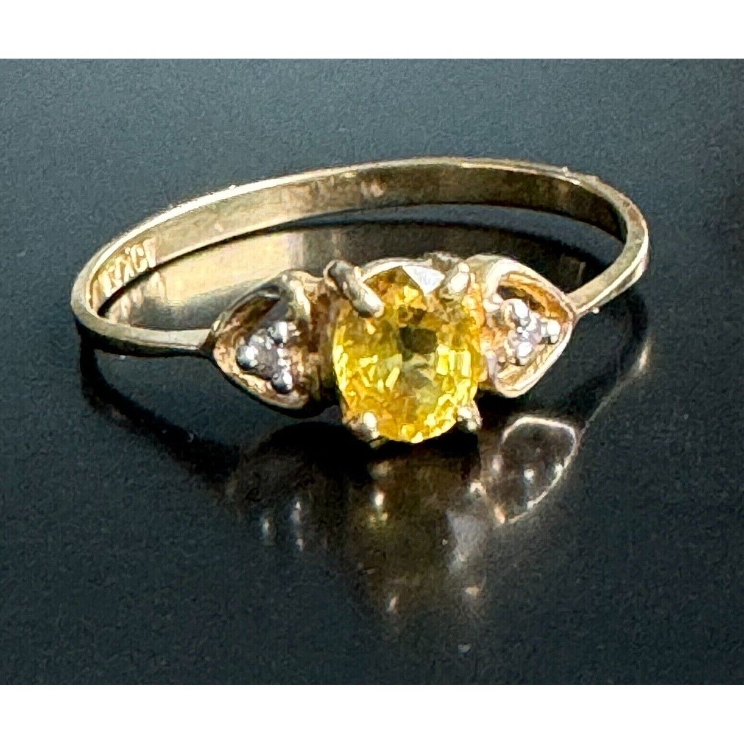 YELLOW GOLD DIAMOND AND YELLOW TOPAZ RING SIZE 6.25 SKY