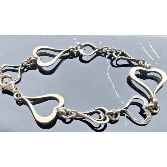 SILPADA 925 STERLING SILVER SPREAD THE LOVE HAMMERED HEART LINK BRACELET AT