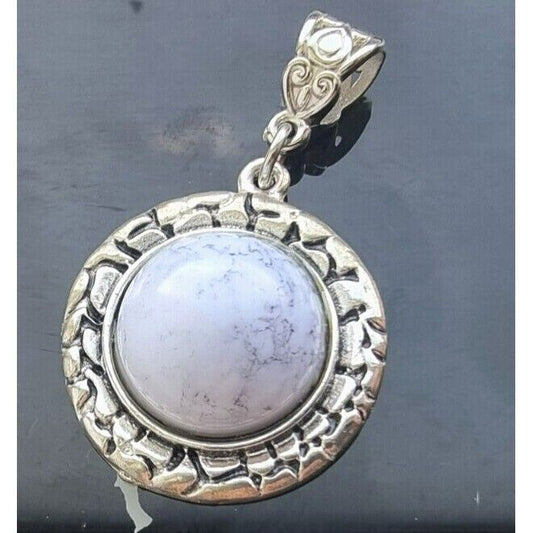 925 STERLING SILVER HOWLITE CABOCHON  PENDANT AT