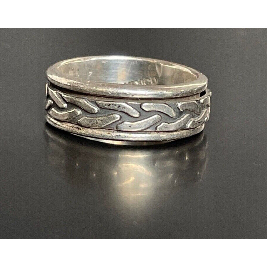 925 STERLING SILVER SPINNER WORRY RING BAND SIZE 8.75 SKY