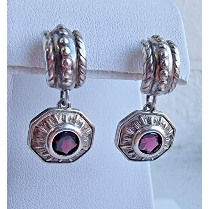 SOUTHWESTERN DESIGN VINTAGE 925 STERLING SILVER PURPLE AMETHYST EARRINGS AT