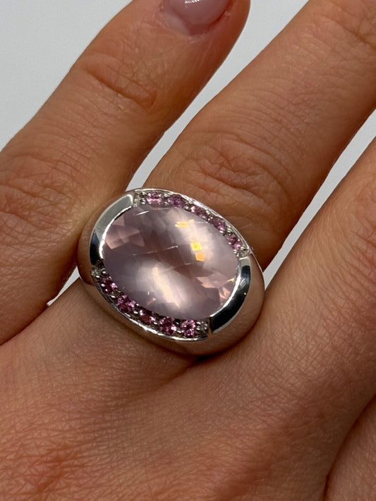 925 STERLING SILVER MORGANITE RING SIZE 6