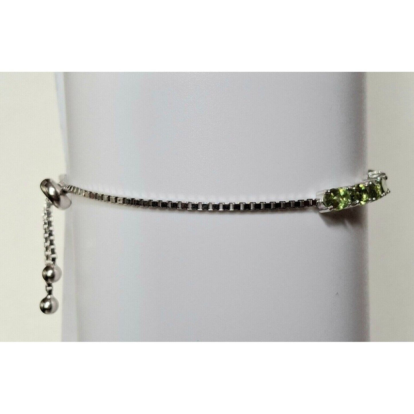 925 STERLING SILVER AND PERIDOT TENNIS  BOLO BRACELET SKY